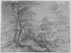 Wooded Landscape with a Distant View toward the Sea