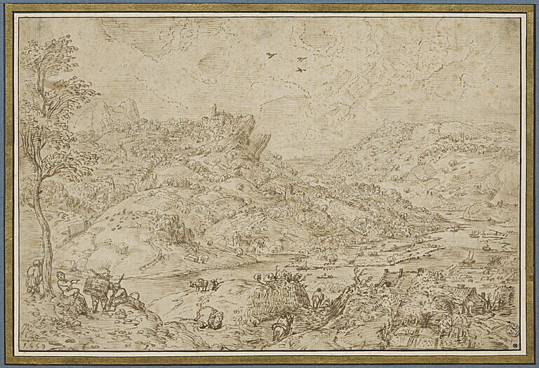 Mountain Landscape with River and Travelers (Copy) (Paris)