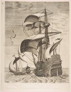 Armed Three-Master on the Open Sea Accompanied by a Galley