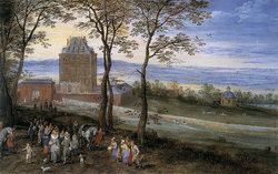 Albert and Isabella before Mariemont Castle