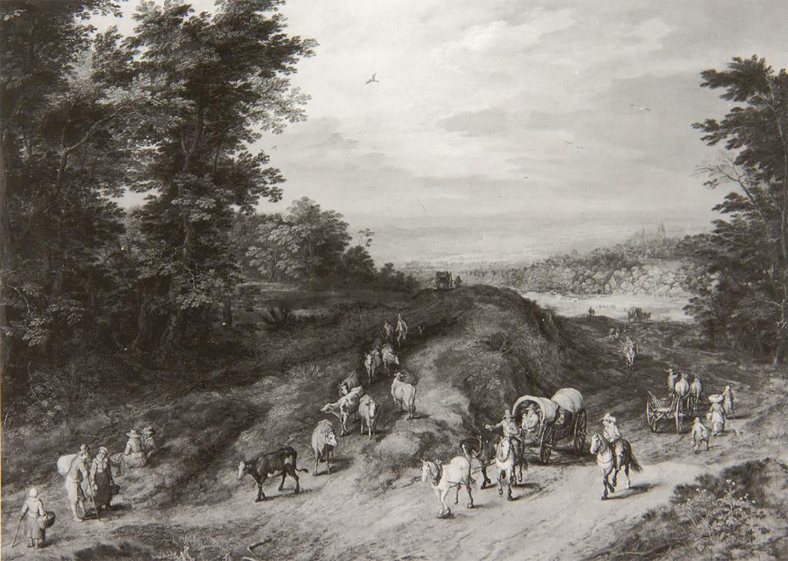 Country Road with Cattle and Travelers