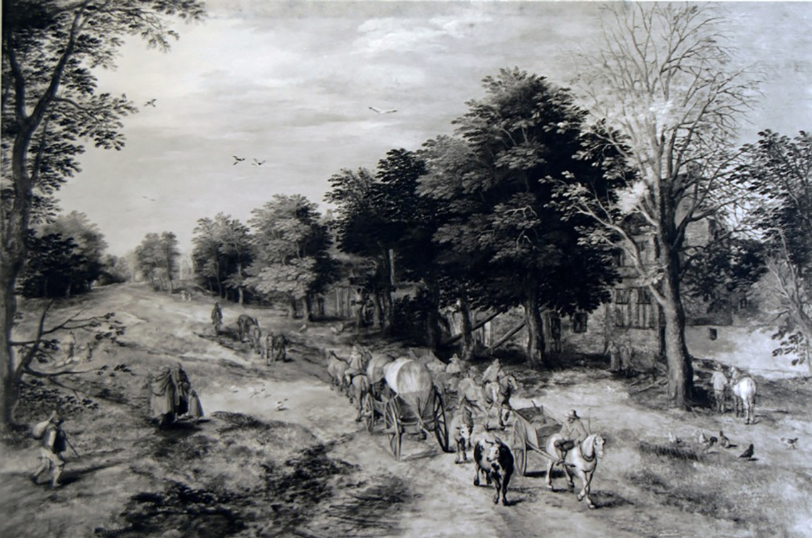 Country Road with Farm Wagons