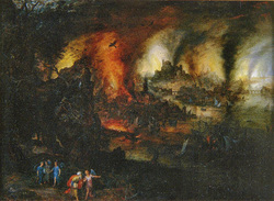 Destruction of the Five Cities (Lot and his Daughters Fleeing Sodom) (Milan)