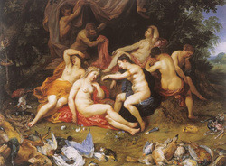 Diana and Her Nymphs Asleep, Spied Upon by Satyrs