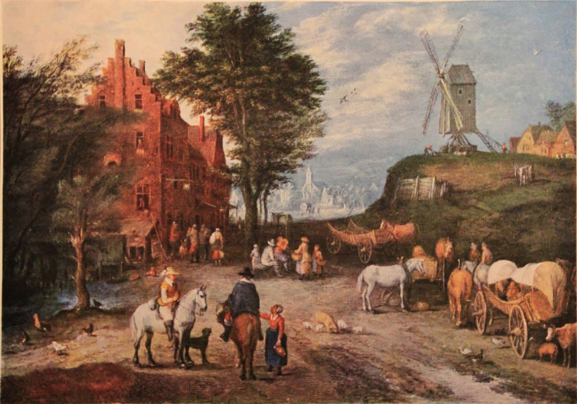 Entrance to Village with Windmill