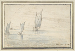 Five Boats Sailing on a River