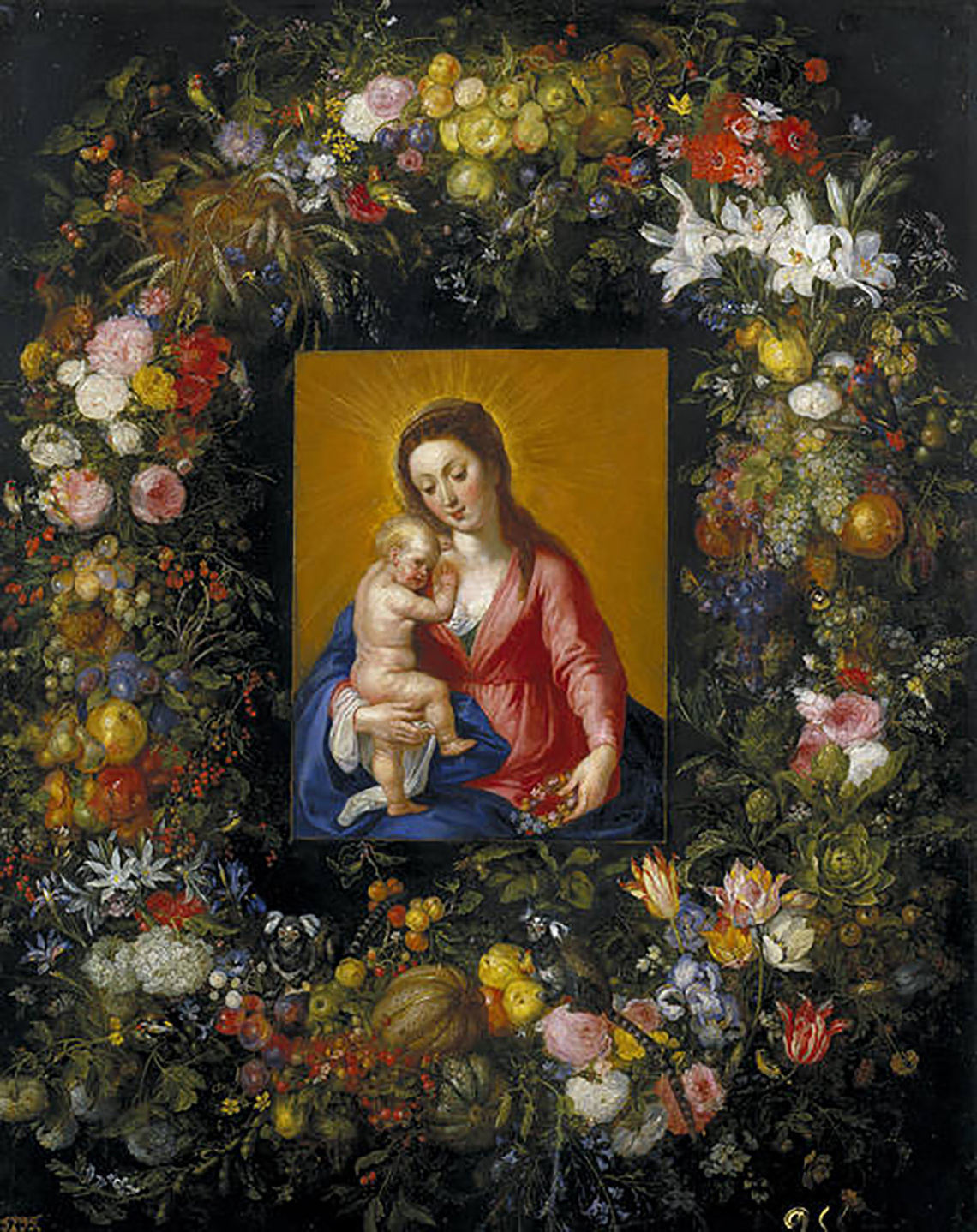 Flower Garland Around the Virgin and Child (Madrid)