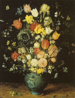 Flowers in a Painted Ceramic Vase (Vienna)