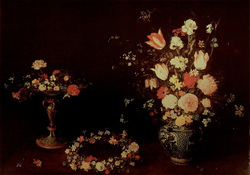 Flowers in a Painted Vase with Tazza and Wreath (Munich)