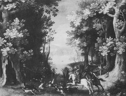 Forest Landscape with Deer Hunting