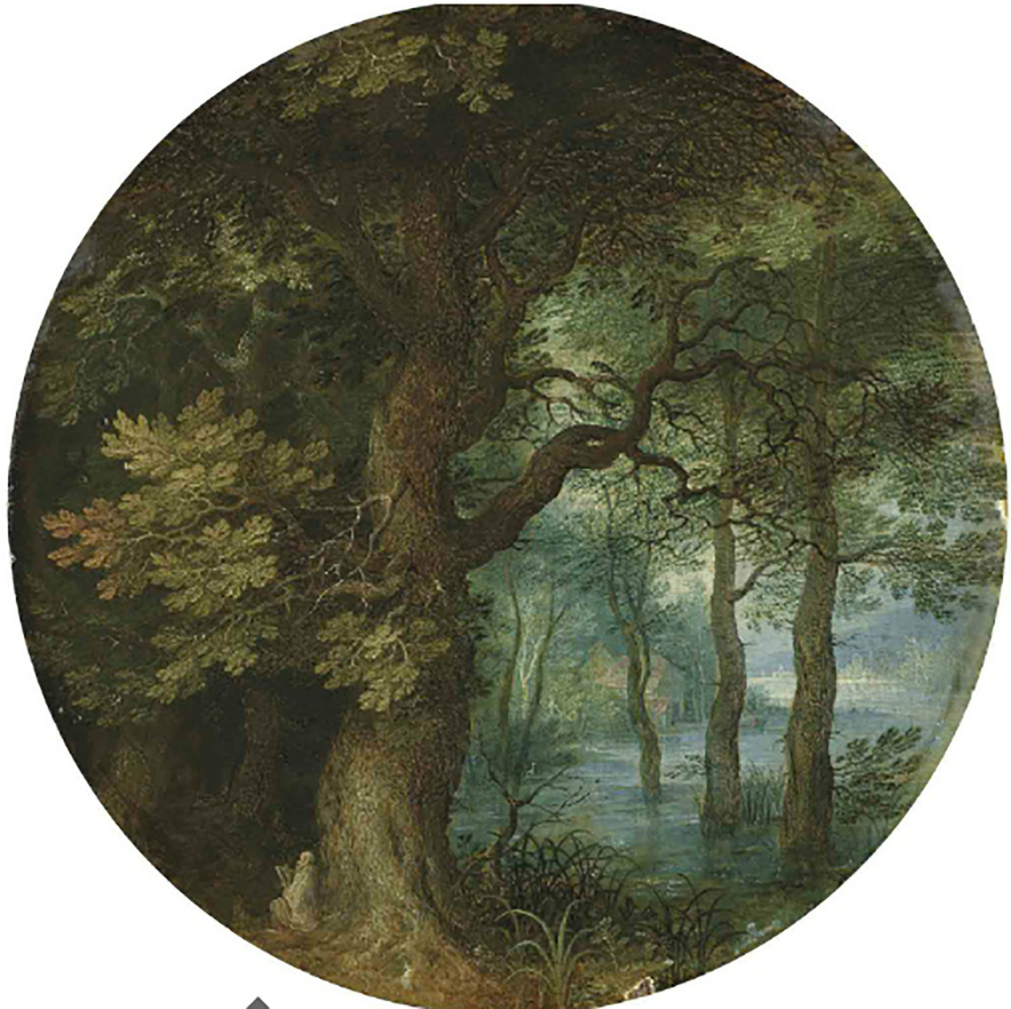 Forest Landscape with Hermit (Private Collection)