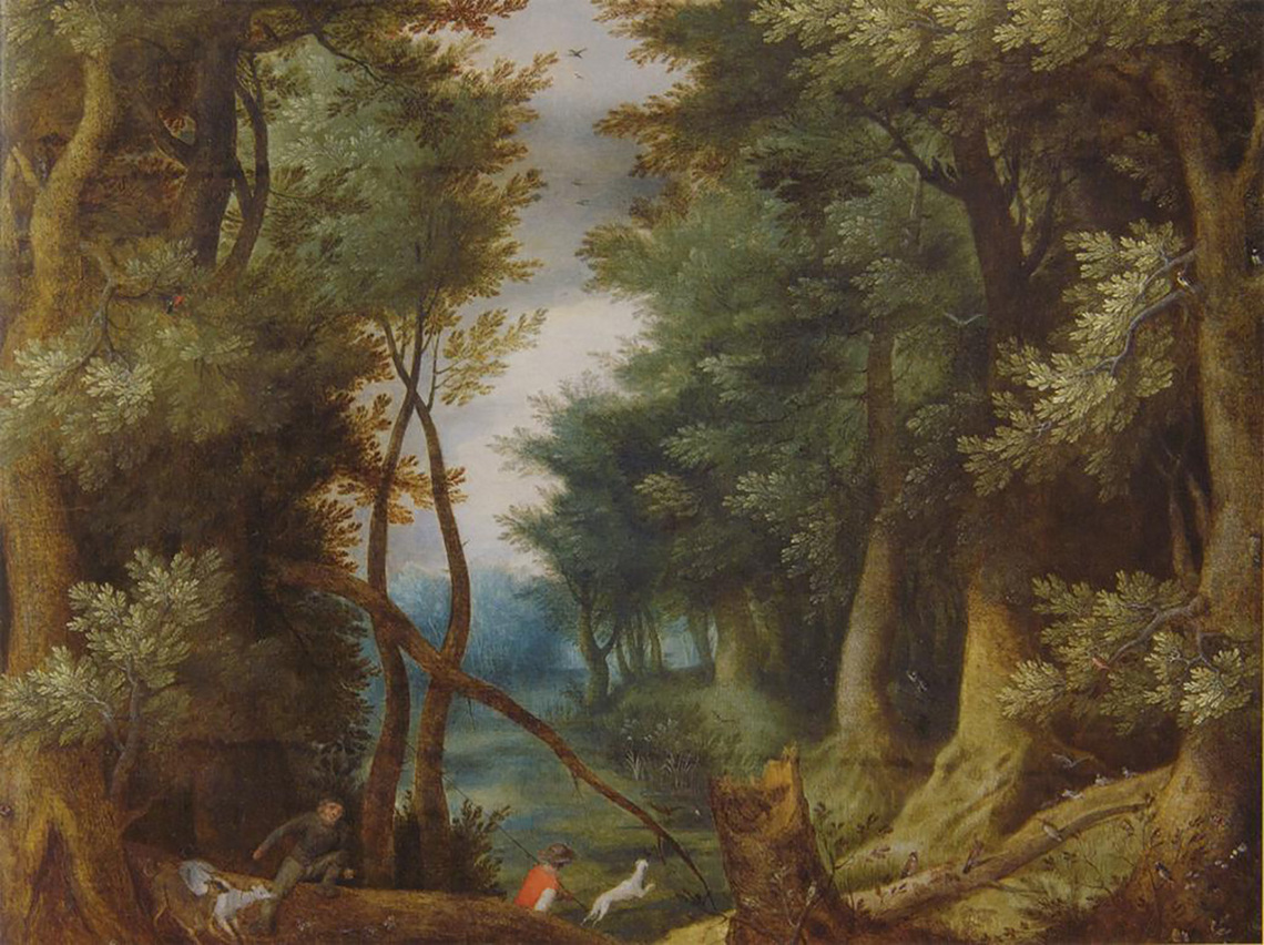 Forest Landscape with Hunters