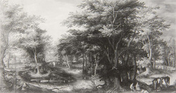 Forest Landscape with Resting Riders