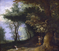Forest Landscape with St. Hubert