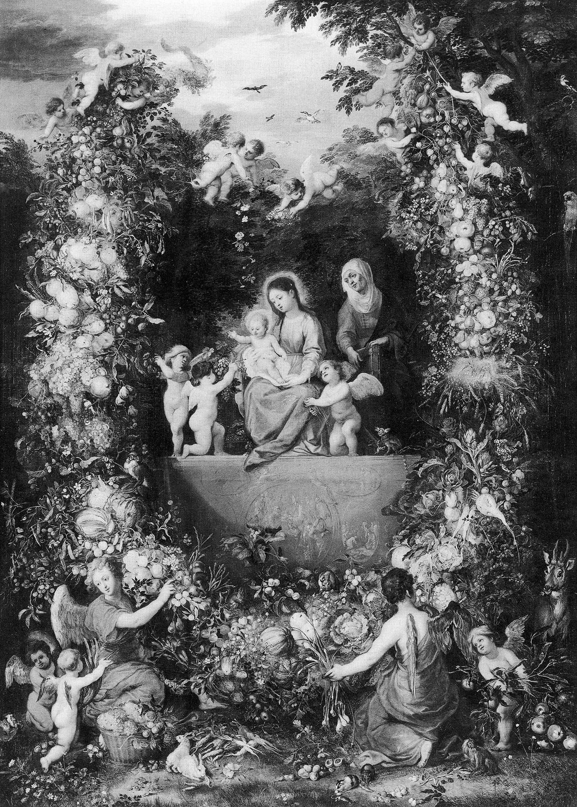 Fruit Garland with Holy Family