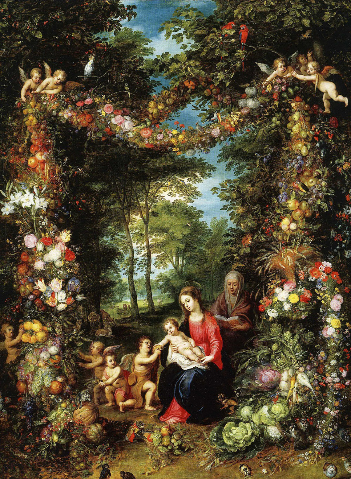 Fruit Garland with Madonna and Child