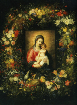Fruit and Flower Garland Around the Virgin and Child (Switzerland)