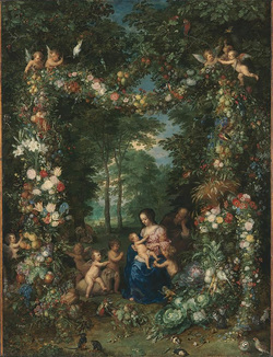 Fruit and Flower Garland with the Holy Family in a Landscape (Munich)