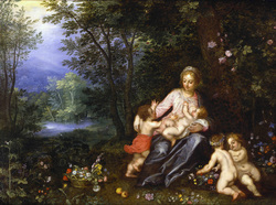 Mary with Christ, John and Putti in a Landscape
