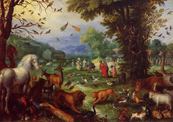 Paradise Landscape with Entry of Animals into Noah's Ark (Italy, Private Collection)