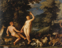 Paradise Landscape with Eve's Seduction of Adam
