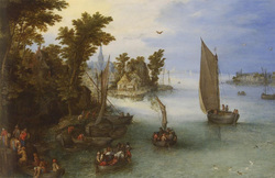 River Landscape with Landing Stage on the Left