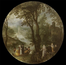 River Landscape with Noble Party in Boat: Allegory of Spring