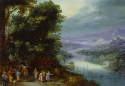 River Landscape with Travelers on a Road