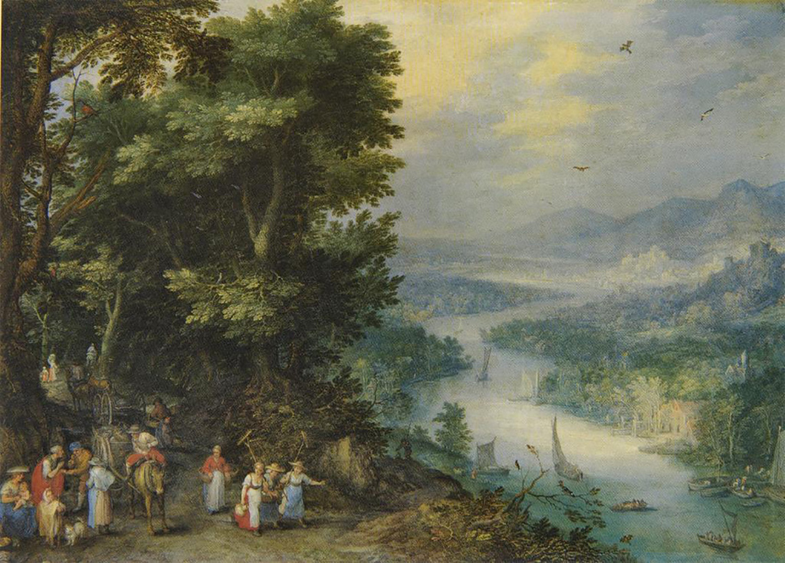 River Landscape with Travelers on a Road (Munich)