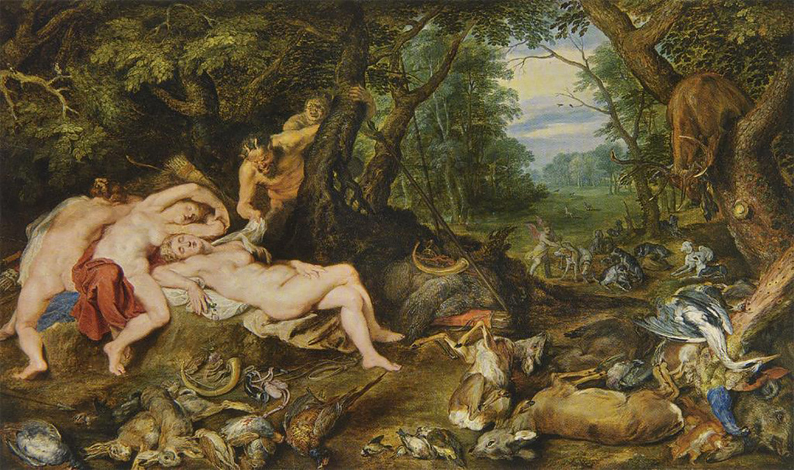 Sleeping Nymphs Spied Upon by Satyrs