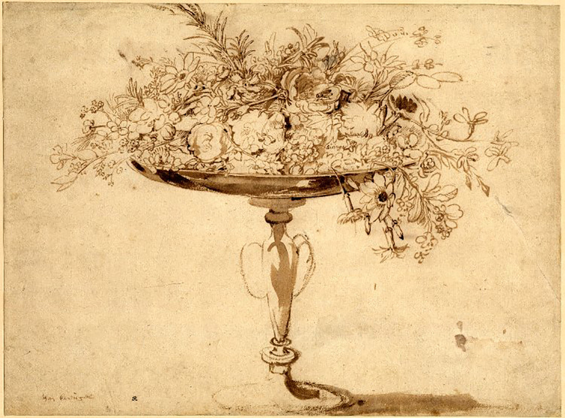 Tazza with Flowers Tumbling over the Bowl