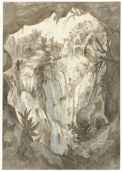 Tivoli Waterfall Seen from a Cave