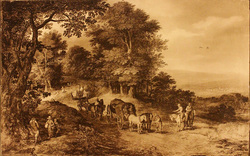 Travelers on a Forested Road
