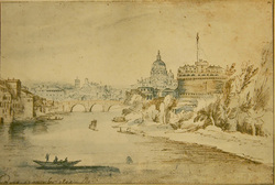 View of the City of Rome with the Tiber, Castel Sant' Angelo and St. Peter's