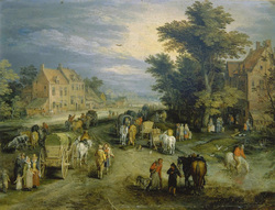 Village Street with Drinking Horse