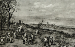 Wide Landscape with Wagon and Travelers