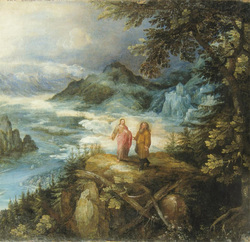 Wide Mountain Landscape with the Temptation of Christ