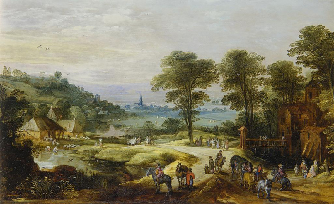 Wide River Landscape with Travelers