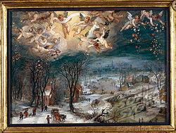 Winter Landscape with Angels Strewing Flowers