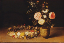 Flowers in a Sculpted Vase Beside a Wreath of Flowers (Gundelfingen)