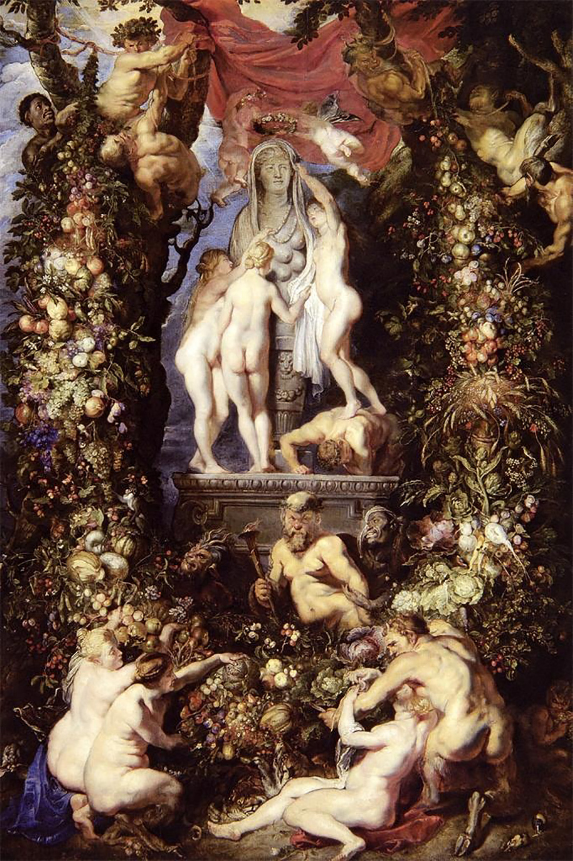 Garland with Natura Adorned by the Three Graces