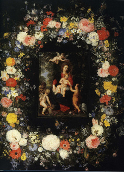 Madonna and Child with John the Baptist, Surrounded by a Flower Garland (London)