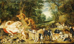 Nymphs Sleeping After the Hunt, Spied on by Satyr (Paris)