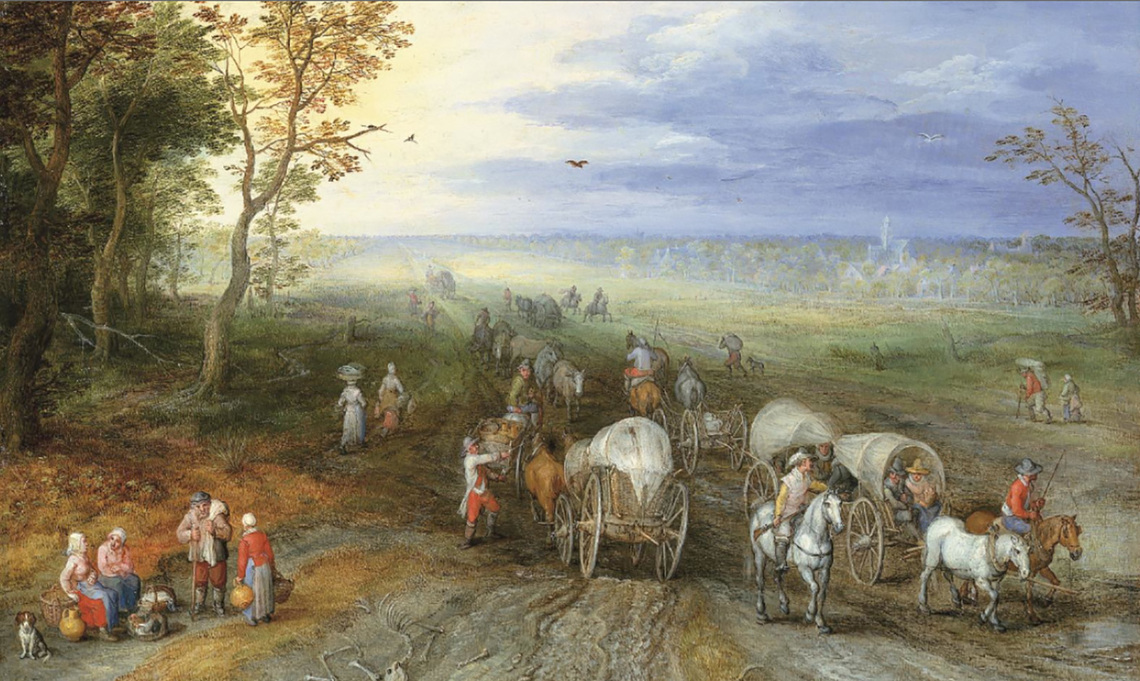 Wide Landscape with Travelers and Wagons