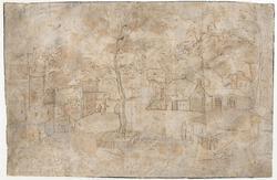 Square with Houses and a Tree