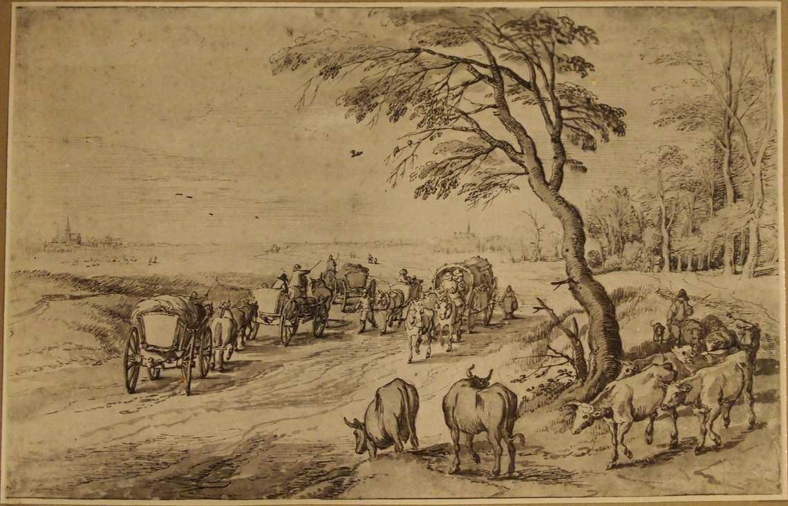 Country Road with Wagons on Plain