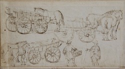 Three Wagons; Wagons, Horses, and Peasants (verso)