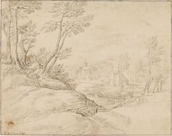 Landscape with Castle and Church in Background