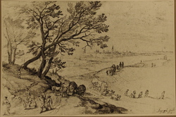 Landscape with Covered Wagon and View of Antwerp