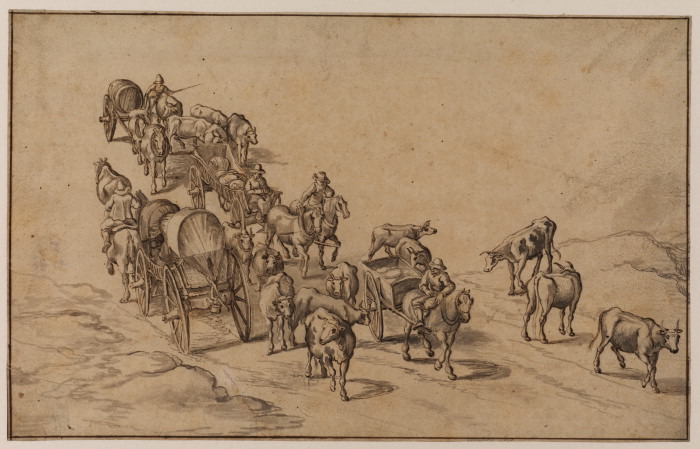 Peasants with Cattle and Wagons on a Road
